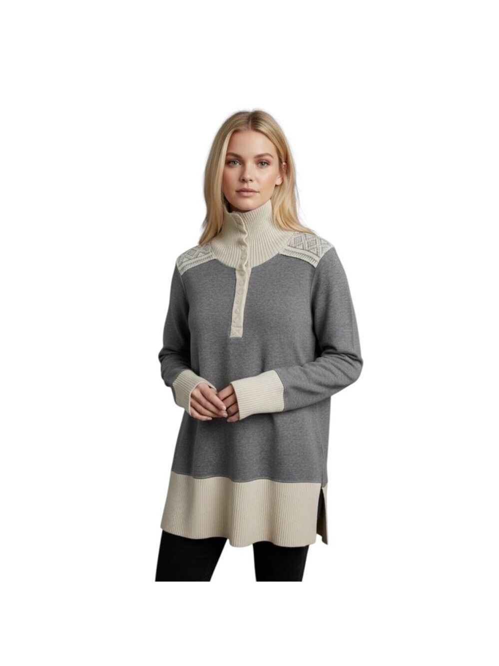 Vintage Y2K Free People Fair Isle Turtleneck Sweater Tunic Women's Size Large